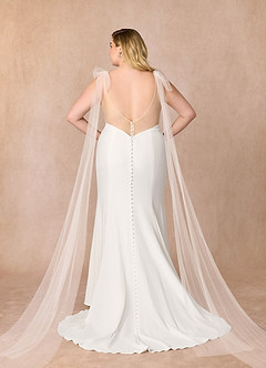 Azazie Sharen Robes de mariée Robe Sirène en Crêpe Élastique Diamant Blanc Champagne image3