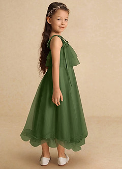 Azazie Bunie Flower Girl Dresses Olive A-Line Spaghetti Strap Tulle Dress image4
