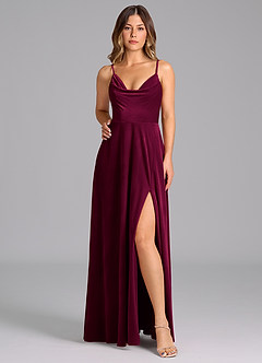 Azazie Sarella Brautjungfernkleider A-Linie Plissee Samt Kleid Cabernetrot image6