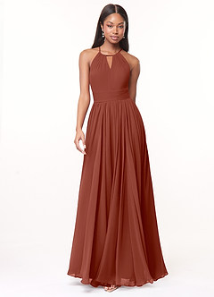 Azazie Cherish Bridesmaid Dresses Auburn A-Line Pleated Chiffon Dress image4