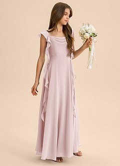 Azazie Carmin Junior Klä av A-Line i Chiffong Rynkad image6