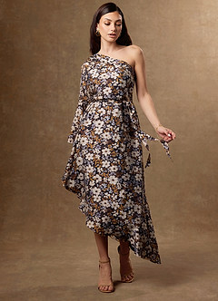 Mora Black Multi Midi Dress image3