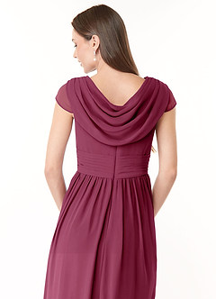 Azazie Organa Bridesmaid Dresses Mulberry A-Line Pleated Chiffon Dress image6