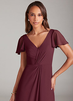 Azazie Soren Bridesmaid Dresses Cabernet A-Line Ruched Chiffon Dress image6