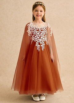 Azazie Dandelion Flower Girl Dresses Paprika Ball-Gown Lace Dress image3