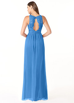 Azazie Luz Bridesmaid Dresses Blue Jay A-Line Lace Chiffon Dress image2