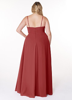 Azazie Moira Bridesmaid Dresses Rust A-Line Scoop Chiffon Dress image9
