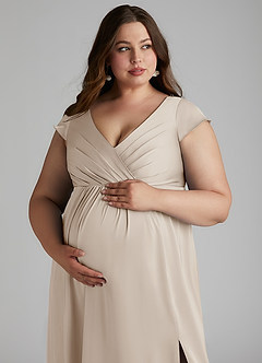 Azazie Allessia Abiti da damigella d'onore premaman Abito A-Line Plissettato Raso Elasticizzato Floor-Length image13