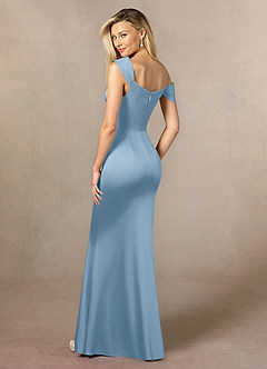 Azazie Laramie Mère de la mariée Robes Robe Sirène en Satin extensible Plissée Poudre Bleue image3