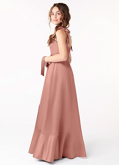 Azazie Barbara Junior Rosette A-Line Bow Matte Satin Dress image2