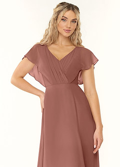 Azazie Rylee Bridesmaid Dresses Cedar Rose A-Line Pleated Chiffon Dress image5
