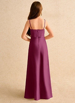 Azazie Fishie Girls Formal Sukienki dla dziewczynek sypiących kwiaty Linia A Matowy satynowy Długość podłogi Sukienka image7