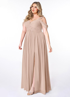 Azazie Lianne Bridesmaid Dresses English Rose A-Line Off the Shoulder Chiffon Dress image9