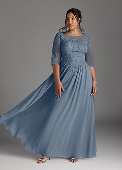 Azazie Mirielle Mother of the Bride Dresses Twilight A-Line Scoop Lace Chiffon Dress image7