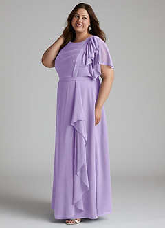 Azazie Aaliyah Modest brudtärna klänningar Klänning A-Line Utsvängd Golvlängd Chiffong image7