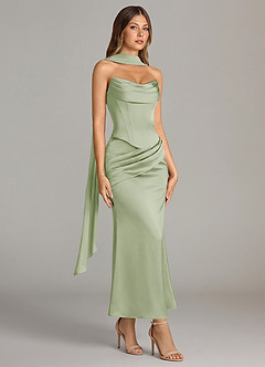Azazie Sorrel Bridesmaid Dresses Dusty Sage Mermaid Corset Stretch Satin Convertible Dress image3
