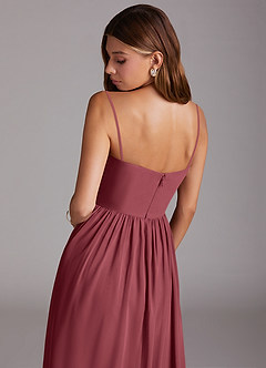 Azazie Calianna Bridesmaid Dresses Merlot A-Line Off the Shoulder Chiffon Convertible Dress image8