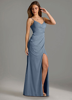 Azazie Maci Bridesmaid Dresses Twilight Sheath Pleated Mesh Dress image3
