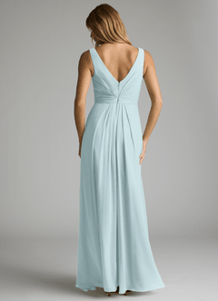 Azazie Gina Bridesmaid Dresses Mist A-Line V-Neck Pleated Chiffon Dress image5
