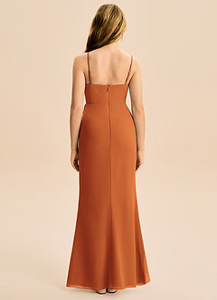 Azazie Buzzy Junior Cinnamon Sheath Pleated Chiffon Dress image5