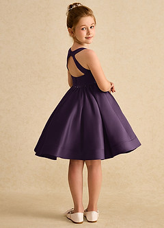 Azazie Julietta Flower Girl Dresses Plum Ball-Gown Convertible Tulle Dress image8