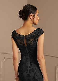 Azazie Melena Mother of the Bride Dresses Black Mermaid Lace Tulle Dress image6