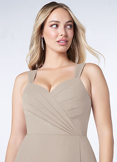 Azazie Nahrin Bridesmaid Dresses Frost A-Line V-Neck Pleated Chiffon Dress image5