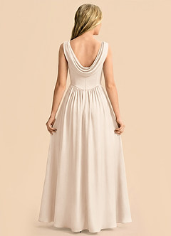 Azazie Cali Junior Robe Trapèze en Satin extensible Plissé Albâtre Blanc image2