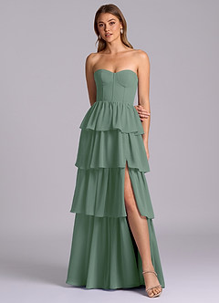 Azazie Faye Bridesmaid Dresses Eucalyptus A-Line Sweetheart Neckline Chiffon Dress image4