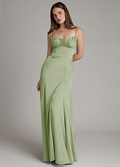 Azazie Avira Suknie dla druhen Syrena Satyna elastyczna Do ziemi Sukienka image5