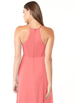 Azazie Annabelle Maternity Bridesmaid Dresses A-Line V-Neck Pleated Mesh Floor-Length Dress image3