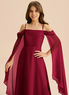 Azazie Moana Junior Linia A Pofałdowany Szyfon Długość podłogi Młodsza druhna Sukienka image7