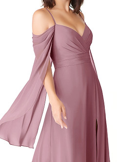 Azazie Cienna Bridesmaid Dresses Vintage Mauve A-Line Off the Shoulder Chiffon Dress image6