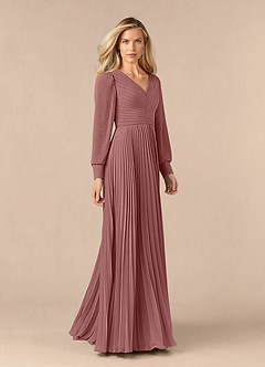 Azazie Zina Mother of the Bride Dresses Desert Rose A-Line Pleated Chiffon Dress image2