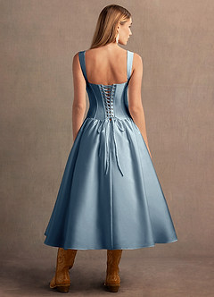 Arwen Powder Blue Dropped Waist Midi Dress image3
