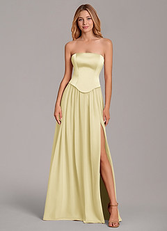 Azazie Cadence Suknie dla druhen Linia A Gorset Satyna elastyczna Do ziemi Sukienka image5