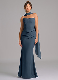 Azazie Sorrel Vestidos de damas de honor Vestido de Neptuno de Gasa de Corte Sirena con Corsé image4