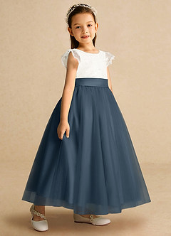 Azazie Pookie Flower Girl Dresses Neptune A-Line Lace Tulle Dress image2