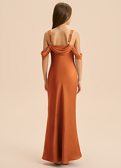 Azazie Bellalina Junior Syrena Pofałdowany Satyna elastyczna Długość podłogi Młodsza druhna Sukienka image2