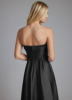 Azazie Lucienne Bridesmaid Dresses Black A-Line Strapless Stretch Satin Convertible Dress image6