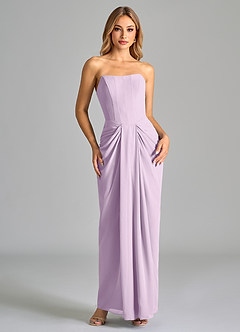 Azazie Anaïs Bridesmaid Dresses Frosted Lilac Sheath Strapless Chiffon Dress image1