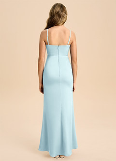 Azazie Buzzy Junior Abito Tubino in Raso Elasticizzato Plissettato Nuvola Blu image2