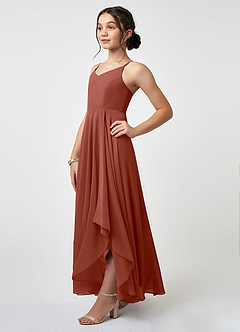 Azazie Collette Junior Auburn A-Line Ruched Chiffon Dress image3