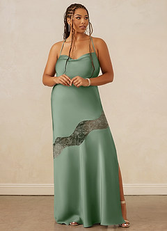 Christian Siriano Bridal for Azazie 1012 Brautjungfernkleider Etui Spitze Stretch-Satin Kleid Matcha image8