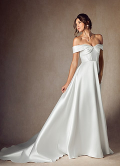Azazie Kaylynn Wedding Dresses Diamond White A-Line Sweetheart Neckline Mikado Dress image9