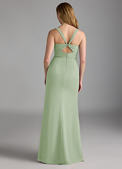 Azazie Mero Robes de demoiselle d'honneur Robe Fourreau en Mousseline de soie Plissée Vert Sauge image3