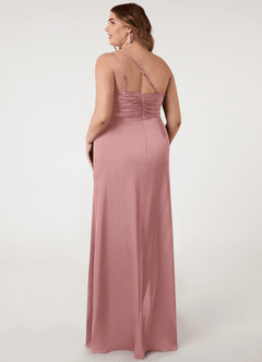 Azazie Eren Bridesmaid Dresses Dusty Rose Mermaid One Shoulder Stretch Satin Dress image7