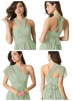 Azazie Olani Bridesmaid Dresses Dusty Sage A-Line Off the Shoulder Chiffon Convertible Dress image8