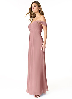 Azazie Kaitlynn Bridesmaid Dresses Dusty Rose Empire Ruched Chiffon Convertible Dress image4