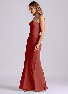 Azazie Debby Bridesmaid Dresses Terracotta Mermaid Strapless Chiffon Dress image4